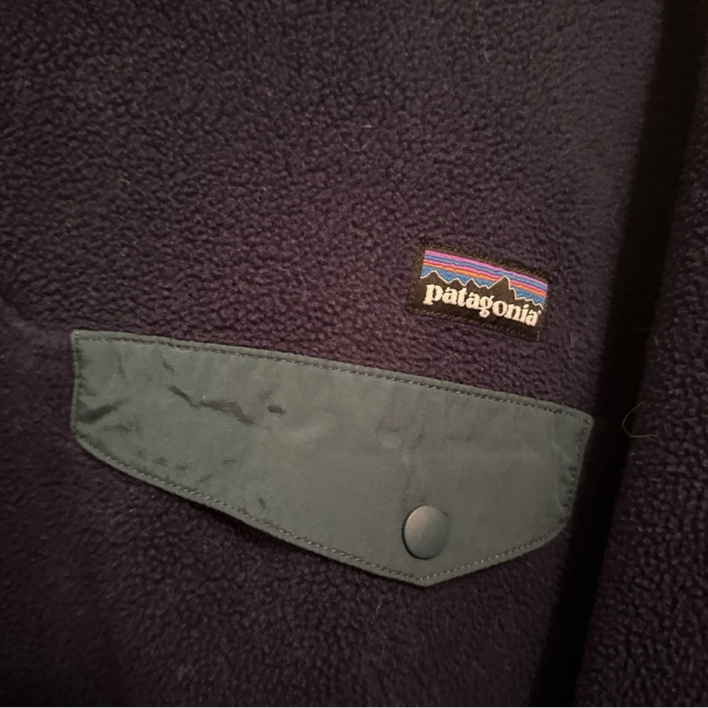 Men's Women's Vintage Patagonia Synchilla Pull Over Fleece M Blue Green Hiking - Picture 4 of 7